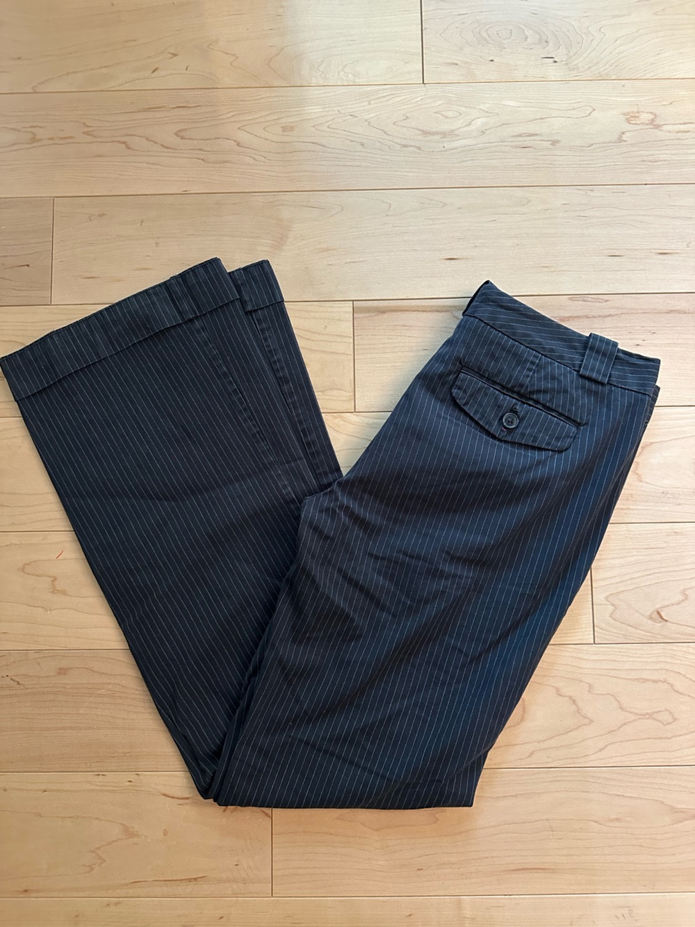 Y2K Mid Low Rise Vintage Jacob Pinstripe Black Long Trousers Pants